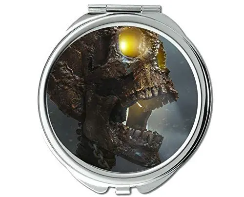 Produktbild: YENDOSTEEN Spiegel, Rundspiegel, Totenkopfschädel, Bronze, Dunkles Skelett, Taschenspiegel, 1 X 66X Vergrößerung