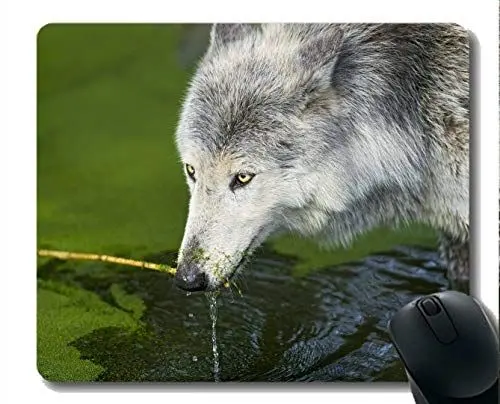 Produktbild: Spiel-Mausunterlage Gewohnheit, Trinkwasser des Tierwolfs Mousepad rutschfeste Gummiunterlage