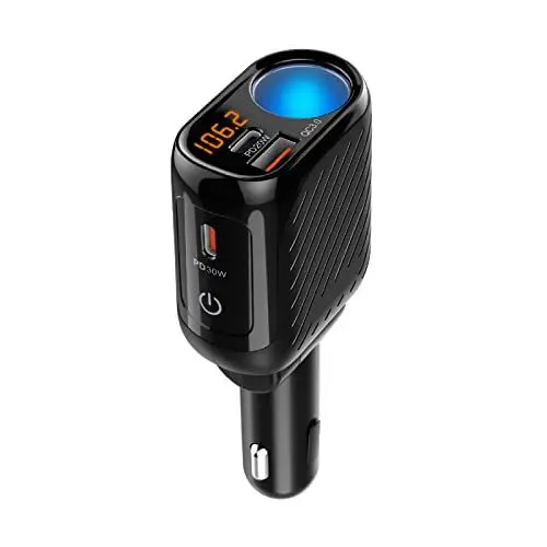 Produktbild: YANTU Zigarettenanzünder-Adapter, Auto-Ladegerät-Adapter, 2 Steckdosen, Zigarettenanzünder-Splitter mit LED-Spannungsanzeige, Dual-USB