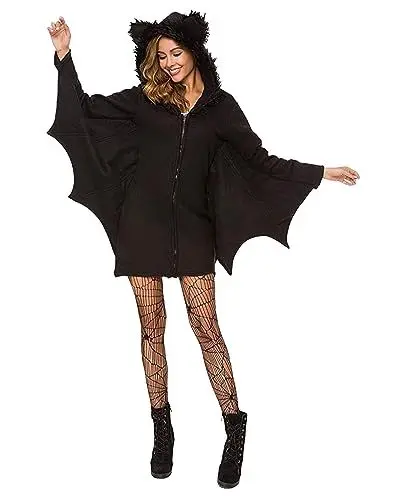 Produktbild: YAOBAOLE Damen Fledermaus Kostüm Halloween Vampir Kostüm Damen Cosplay Sexy Kleid Halloween Kleid Fledermaus Reißverschluss Schwarz L