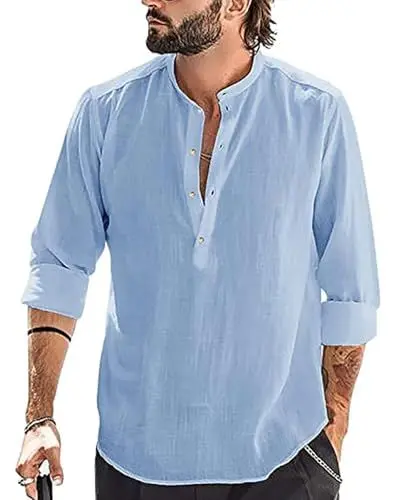 Produktbild: YAOBAOLE Business Herren Hemd Herren Hemden Slim Fit Langarmhemd Hellblau L