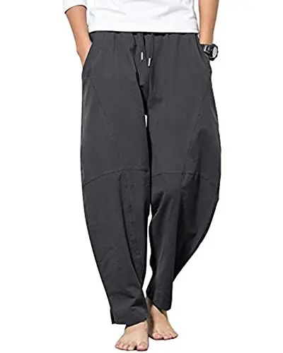 Produktbild: YAOBAOLE Herren Baggy Haremshose Herren Hosen Baumwoll Freizeithose Herren Loose Fit Dunkelgrau M