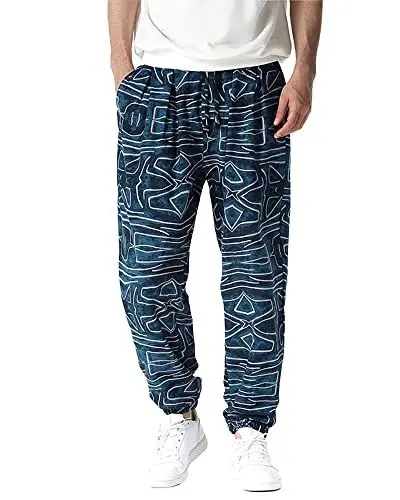 Produktbild: YAOBAOLE Herren Haremshose Lang Baggy Lose Hip-Hop-Hose Sommerhose Blau 2XL
