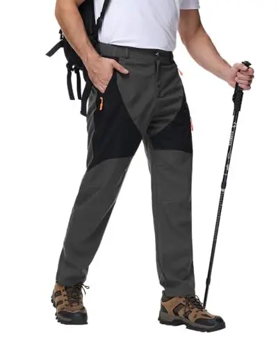 Produktbild: YAOBAOLE Herren Wanderhose Freizeithose Herren Lang Schnelltrocknende Herren Gefüttert Wasser- und Winddicht Hose mit Reißverschlusstasche Dunkelgrau M