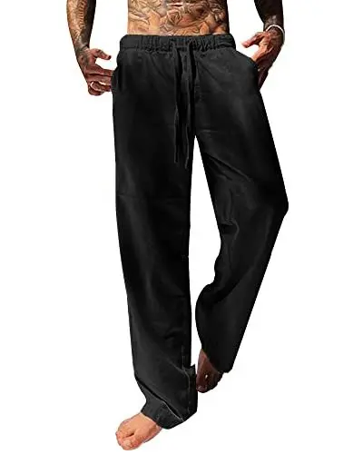 Produktbild: YAOBAOLE Herren Winterhose Herren Leinenhose Lang Herbst Freizeithose Herren Loose Fit Schwarz 2XL