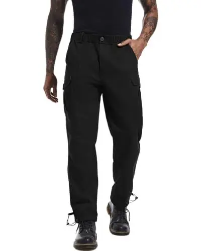 Produktbild: YAOBAOLE Jogginghose Herren Chino Hose Herren Baumwolle Casual Cargo Hose Herren mit Kordelzug Schwarz 2XL