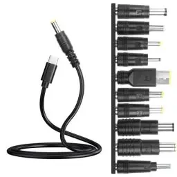Produktbild: YAODHAOD USB C zu DC Adapter, Fass PD Trigger Kabel mit 10 Connector Tips, USB zu DC Stromkabel, Geeignet für die Stromversorgung mehrerer DC-Geräte aus PD-Stromquellen (black, 1.5M + 10 DC Stecker)