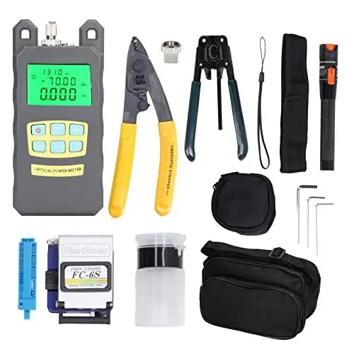 Produktbild: Syrisora ​​15-teiliges Set Glasfaser-Werkzeugset, 3-in-1-Befestigung, Glasfaser-Spaltgerät, 2,5-mm-Schnittstelle, OPM VFL FTTH-Optik-Set