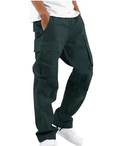 Produktbild: YAOHUOLE Ranger Hose Herren Baumwolle Strandhose Herren Lang Cargo Hosen Männer Lang Dunkelgrau 3XL
