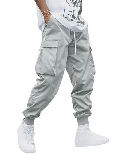 Produktbild: YAOHUOLE Cargo Hosen Männer Lang Regular Fit Rangerhose Herren Lang Herren Hosen Loose Fit Grau L