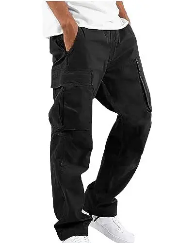 Produktbild: YAOHUOLE Ranger Hose Herren Multitarn Leinen Strandhose Herren Lang Cargo Hosen Männer Lang Schwarz 3XL
