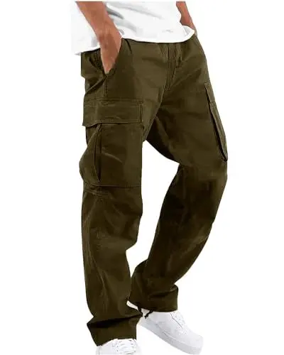 Produktbild: YAOHUOLE Cargo Jogginghose Herren Cargo Hose Herren Lang Cargohose Herren Regular Fit Hosen Herren Dunkles Khaki L