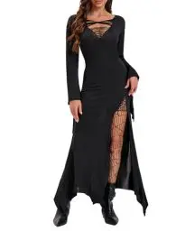 Produktbild: YAOHUOLE Halloween Kostüm Damen Gruselig Schwarzes Kleid Halloween Kleid Halloween Langarm Vampir Kostüm Damen Schwarze S