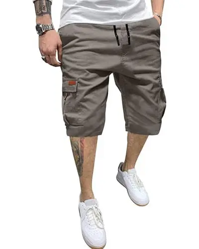 Produktbild: YAOHUOLE Chino Hose Herren Kurze Cargohose Herren Kurz Stretch Kurze Hose Herren Casual Cargo Shorts Herren Kurz Grau 3XL