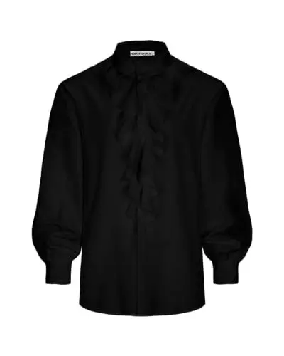 Produktbild: YAOHUOLE Mittelalter Hemd Herren Viktorian Viking Kostüm Hemd Herren kostüm Renaissance Hemd Herren Schwarz XL