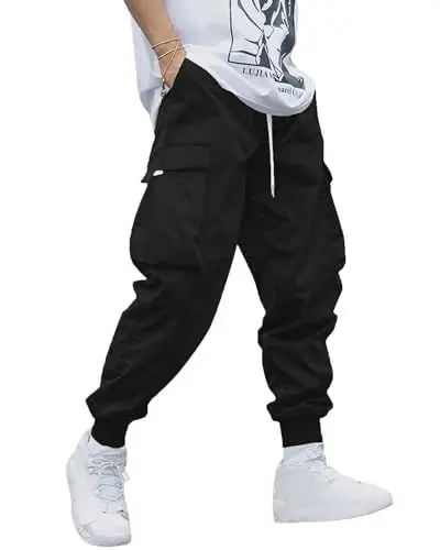 Produktbild: YAOHUOLE Cargohose Herren Lang Cargo Hosen Herren Regular Fit Cargohose Herren Loose Fit Schwarz M
