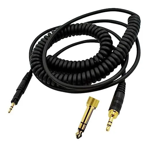 Produktbild: Yaowanguan Ersatz Audiokabel Kompatibel mit Audio-Technica M50X M40X M70X, Spiralkabel mit 6,35mm Adapter, Verlängerung auf 10 Fuß