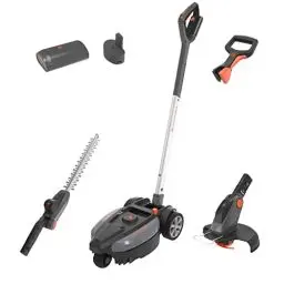 Produktbild: Yard Force 12V iFlex Urban Akku-Rasenmäher, Rasentrimmer und Heckenschere im Paket LM F24BN, mit / 4,0 Ah Lithium-Ionen-Akku, bis zu 50 qm, 23cm, 3-stufige Schnitthöheneinstellung, Silber Schwarz