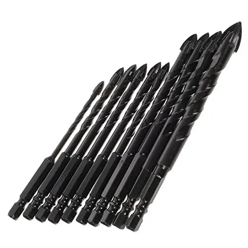Produktbild: Yardenfun Fliesenbohrer-set 10-teilig Für Porzellan Glas Beton Bohrer 1/4 Für Marmor Keramik Schwarz