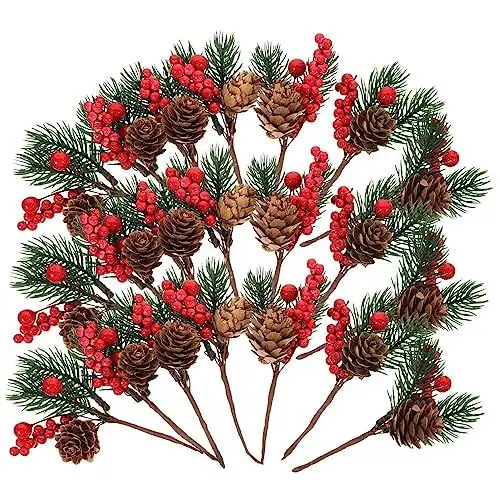 Produktbild: Yardenfun 10St künstlicher Tannenzapfen Piniennadeln Beerenpflücker Tannennadeln DIY Artificial Plant künstliche früchte Girlande Requisiten selber Machen künstliche Blumenzweige