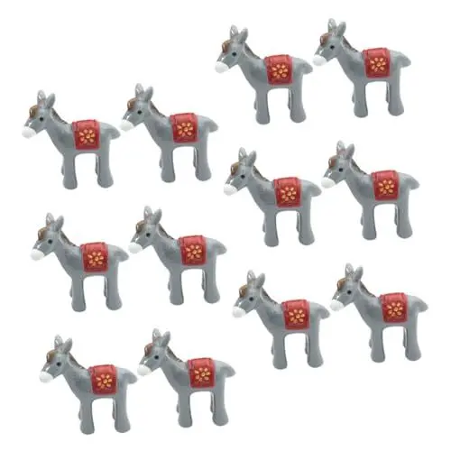 Produktbild: Yardenfun 12 Stück Ornamente Aus Kunstharz Tierharz Mini Esel Garten Miniatur Figur Garten Miniatur Tier Miniatur Esel Figuren Mini Tier Dekor Winzige Tiermodelle Mini Tierfiguren
