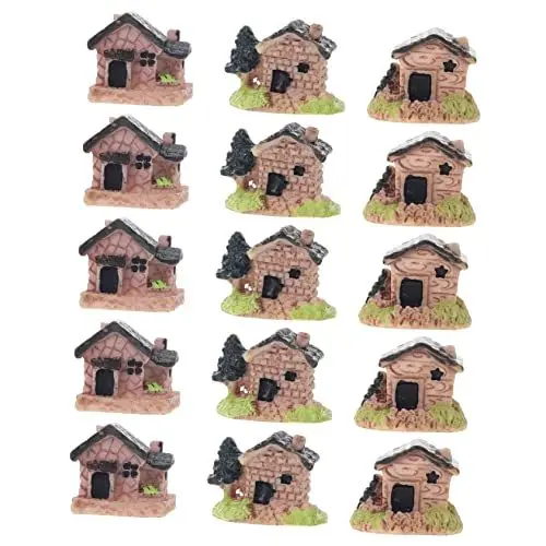 Produktbild: Yardenfun Elegante Mini-hausmodelle 15 Stück Hausornamente Aus Kunstharz Für Den Außenbereich Garten Heimdekoration Zufälliger Stil