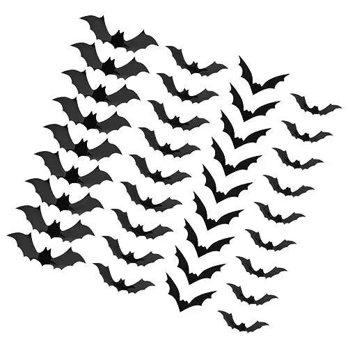 Produktbild: Yardenfun Halloween 3d Fledermäuse Wandaufkleber 168 Stück Pvc Dekorationen Gruselige Fledermaus Aufkleber für Den Innenbereich Zuhause Büro Jungen und Mädchen