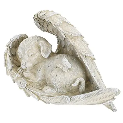 Produktbild: Yardenfun Engel Hund Figur Outdoor Garten Dekoration Realistische Simulation Skulptur Hund Memorial Präsentieren Wohnkultur
