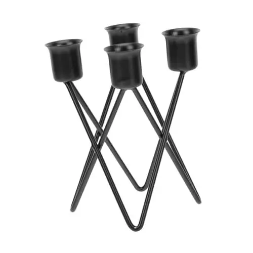 Produktbild: Yardenfun 1stk Leuchter Schöner Kerzenhalter Dekorative Kerzenbehälter Spitzkerzenständer Kreativer Kerzenbehälter Hochzeitskerzenständer Kandelaber Kerzenständer Schmiedeeisen Black