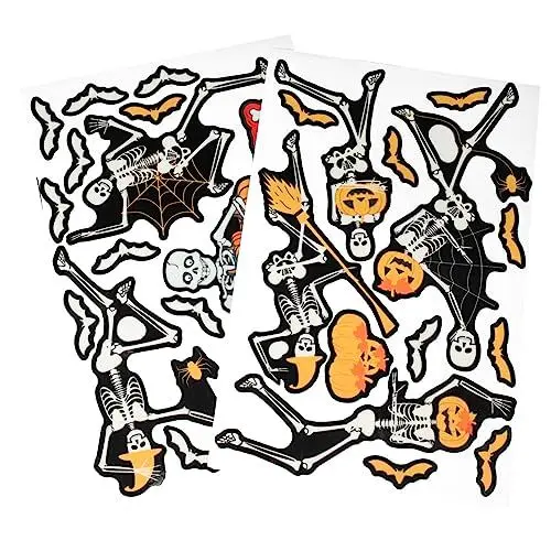 Produktbild: Yardenfun Im Dunkeln Leuchtende Halloween-wandaufkleber Skelett Kürbis Fledermaus Halloween- Pvc-fensteraufkleber Für Halloween-partys Und Schulveranstaltungen