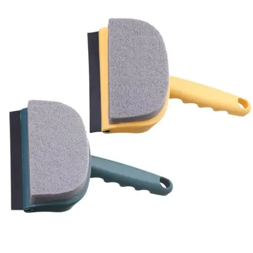 Produktbild: Yardenfun 2 Stück Multifunktionsbürste Ergonomischer Fensterreiniger mit Rutschfestem Griff Gummiwischer und Vliesstoff für Auto und Zuhause für und Spiegelreinigung