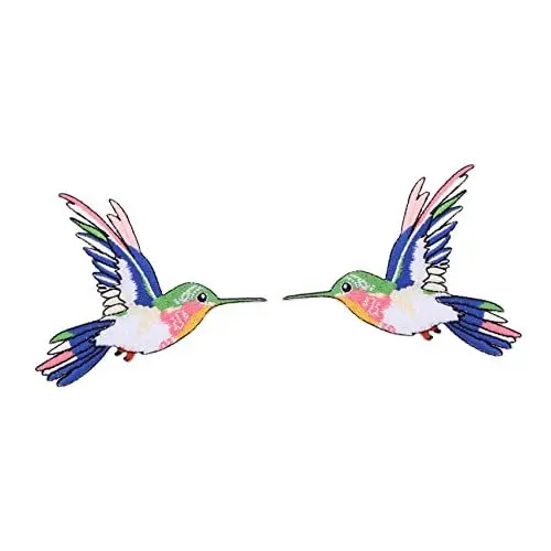 Produktbild: Yardenfun 2 Stücke Vogel Aufkleber Kolibri Tiere Kleidung Stoff Liefert Applikationen Tier Vögel DIY Kleidung Dekorative Tasche Auf Für Aufnäher Bestickt Nähen Hüte Applique Eisen Patch