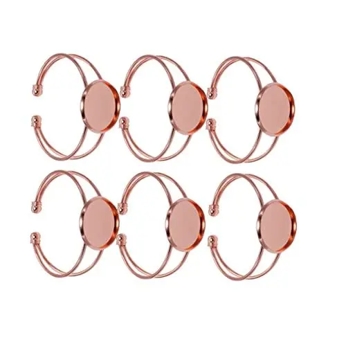 Produktbild: Yardenfun Kupfer-armbandunterteile 6er-set 20 Mm Roségoldplatte Für Schmuck- Und Bastelarbeiten