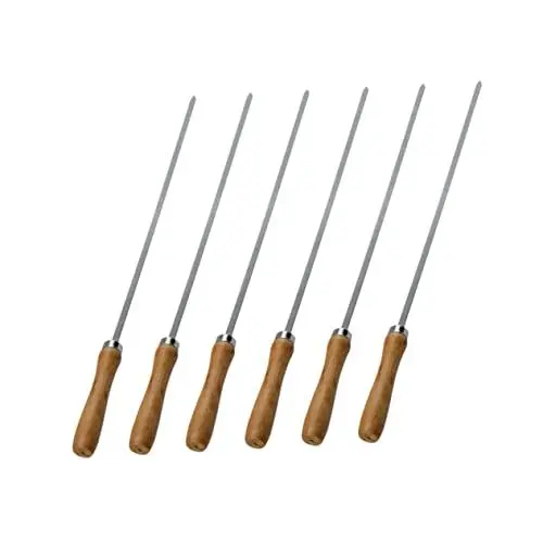 Produktbild: Yardenfun 6er-pack Wiederverwendbare Grillspieße Vertikale Grillspieße Edelstahlgabeln Holzgriffe Grillspieße Grillen Für Käse Obst