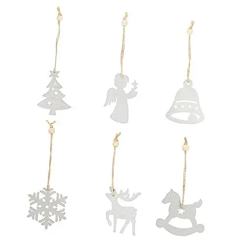 Produktbild: Yardenfun 6 Stücke Weihnachten Elch Holz Dekorationen Weihnachten Baum Ornament Silber Hängen Für Wohnkultur