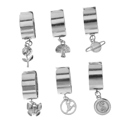 Produktbild: Yardenfun 6st Sonne-mond-ring Anhängerring Ringe Für Mädchen Paare Klingeln Damen Fingerschmuck Manschette Fingerring Breiter Manschettenring Einstellbar Versprechensringe Für Paare Eisen