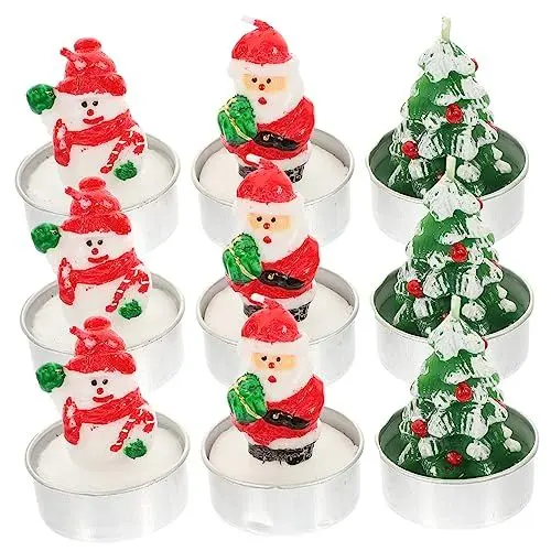 Produktbild: Yardenfun 9stücke Weihnachts Teelichter Ohne Rauch Festliche Kerzen Für Stimmungsvolle Dekoration Für Weihnachtsfeiern Themenpartys Und Festliche Anlässe