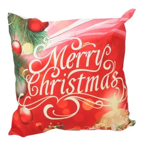 Produktbild: Yardenfun Weihnachtskissenbezug Aus Leinen Mit -lichtern 45 X 45 cm „Frohe Weihnachten“ Beleuchteter Dekorativer Kissenbezug Für Zuhause Wohnzimmer Schlafzimmer Büro