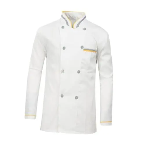 Produktbild: Yardenfun Kochuniform Bäckerei Kochmantel Herrenjacken Ärmel Kochjacke Langärmlige Kochjacke Gastronomiemantel Unisex-kochkleidung Kochmantel Bekleidung Bäckerjacke Weiß Baumwolle Polyester