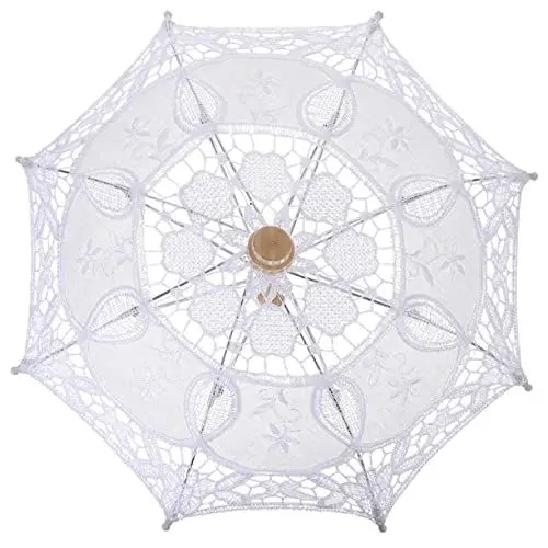Produktbild: Yardenfun Regenschirm aus Spitze Lolita-Regenschirm Weißes Dekor Requisiten für Hochzeitsfotos elegant weiblichkeit romantic Regenschirm für Mädchen Regenschirme für Damenkostüme Baumwolle