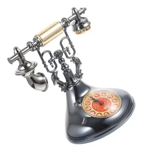 Produktbild: Yardenfun Vintage Telefon Uhr Dekorative Tischuhr Einzigartiges Ornament Für Schlafzimmer Und Büro Klare Ziffern Retro Stil Perfektes Für Freunde Und Familie