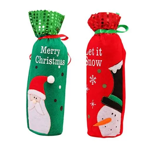 Produktbild: Yardenfun Weihnachtsdeko 2 Stück Esszimmer-Tischdekoration Weihnachtsdekoration Weihnachtsmann-Schneemann-Weinflaschenhülle Weihnachts-Weinflaschenhülle Weihnachts-Weinflaschen-Pullover