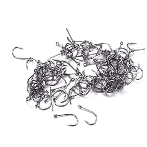 Produktbild: Yardwe 100-teiliges Süßwasser-Angelhaken-Set Aus Kohlenstoffstahl Mit Perforationsköderhaken Für/lachs/bass/Hering/Muskie