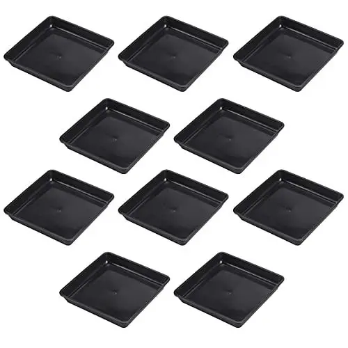 Produktbild: Yardwe 10 STÜCKE Quadrat Pflanze Untersetzer für Blumentöpfe aus Kunststoff Untertassen für töpfe Pflanzen Untersetzer für Halten Wasser Tropfen 15 x 15 x 2,8 cm (Schwarz)