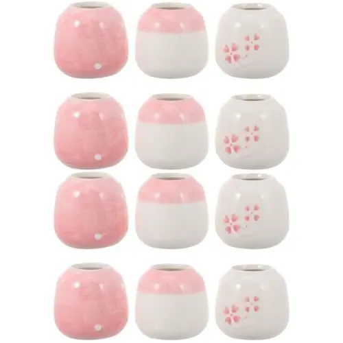 Produktbild: Yardwe 12 STK Handgemalte Rosa Blumentöpfe Klein Kakteen Blumenbeet-dekor Mini-pflanztöpfe Schreibtisch-dekor Kräutertöpfe Minigarten Keramik Mädchen Bonsai Pflanze