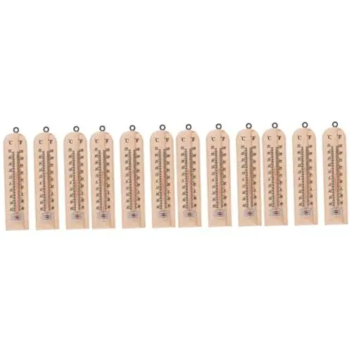 Produktbild: Yardwe 12 Stk Holzthermometer hängende Temperaturanzeige für Zimmer Außenthermometer einfache Temperaturanzeige Raumtemperaturmesser Kerosin Indikator Tools Werkzeug Profi Prüfer hölzern