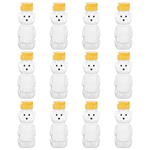 Produktbild: Yardwe 12 Stücke Quetschflasche Bär Form Kunststoff Honigspender 240ML Sauce Senf Marmelade Dispenser Gewürzflaschen Gewürzspender Getränkeflasche