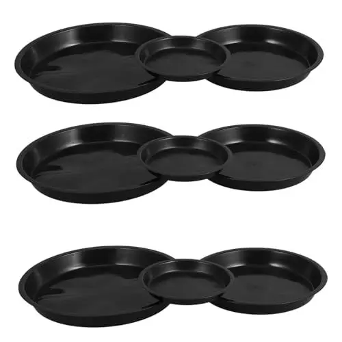 Produktbild: Yardwe 12st Saftiger Blumentopf Pflanzenschalen Für Töpfe Goldene Pflanzenuntertassen Wasserschale Für Pflanzen Pflanzenentwässerungsschale Untersetzer Für Blumentöpfe Pp Black