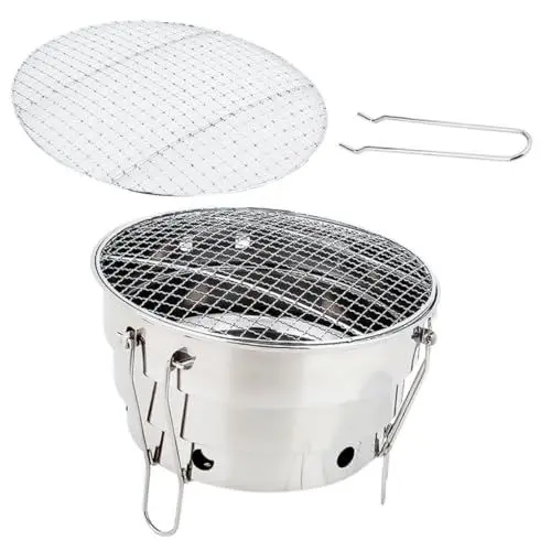 Produktbild: Yardwe 1Stk Grillofen im Freien edelstahlgrill transportabler grill grillzubehã¶r gaßgrill Campingofen tragbar Grill im Freien Grillrost aus Edelstahl zusammenklappbarer Grillrost Silver