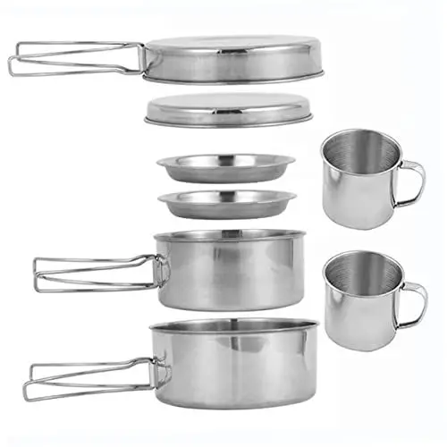 Produktbild: Yardwe 1 Satz Camping Kochgeschirr Kit Wanderwerkzeuge Campingausrüstung Campingkochgeschirr Aus Edelstahl Camping-kochwerkzeug Campingtopf Rostfreier Stahl Multifunktionaler Topf Reisen